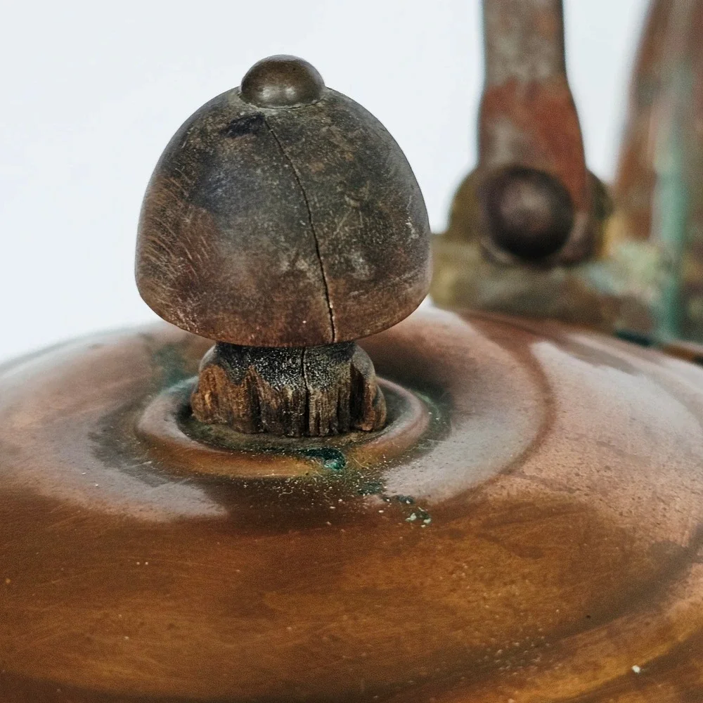Antique Majestic Copper Tea Kettle Primitive Rustic Farmhouse Decor Patina USA